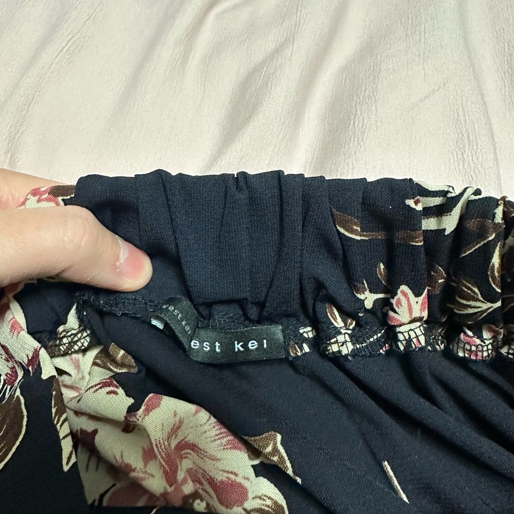 West Kei Navy Floral Faux Wrap Skirt - Picture 7 of 13